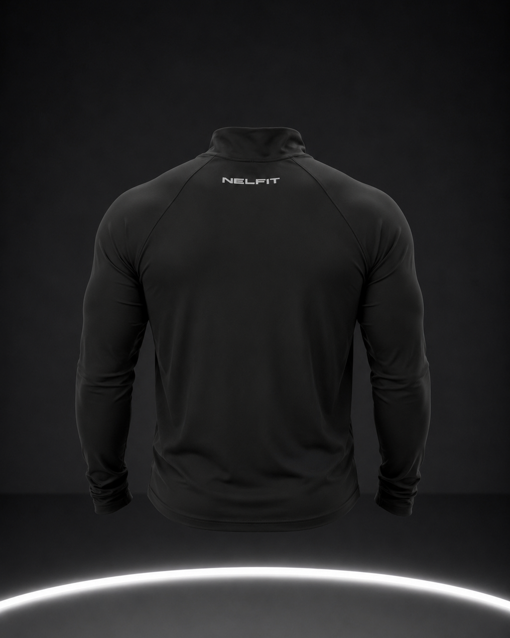 Black athletic jacket with 'NELFIT' branding on a dark background